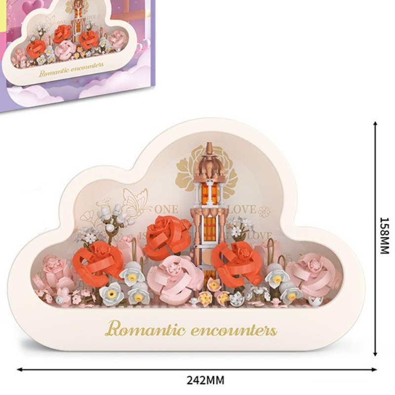 Cloud Mirror Lamp Sweet Castle Building Blocks With Lights Ornaments Assembly Toys Christmas Valentine'S Day Gift - MyFaceUnderwearAU