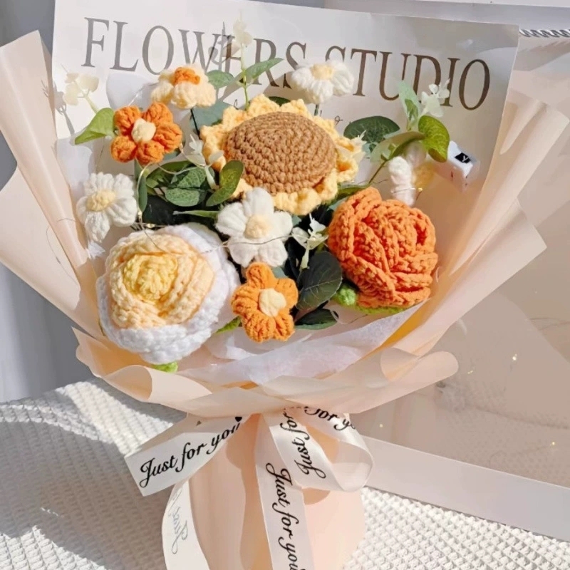 Crochet Flowers Bouquet Handmade Knitted Rose Tulip Bouquet Gift Happy Mother's Day Gift - MyFaceUnderwearAU