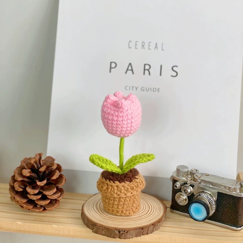 Small Potted Crocheted Flower Potted Flower Decoration Creative Gift Ornaments Cute Small Ornaments - MyFaceUnderwearAU