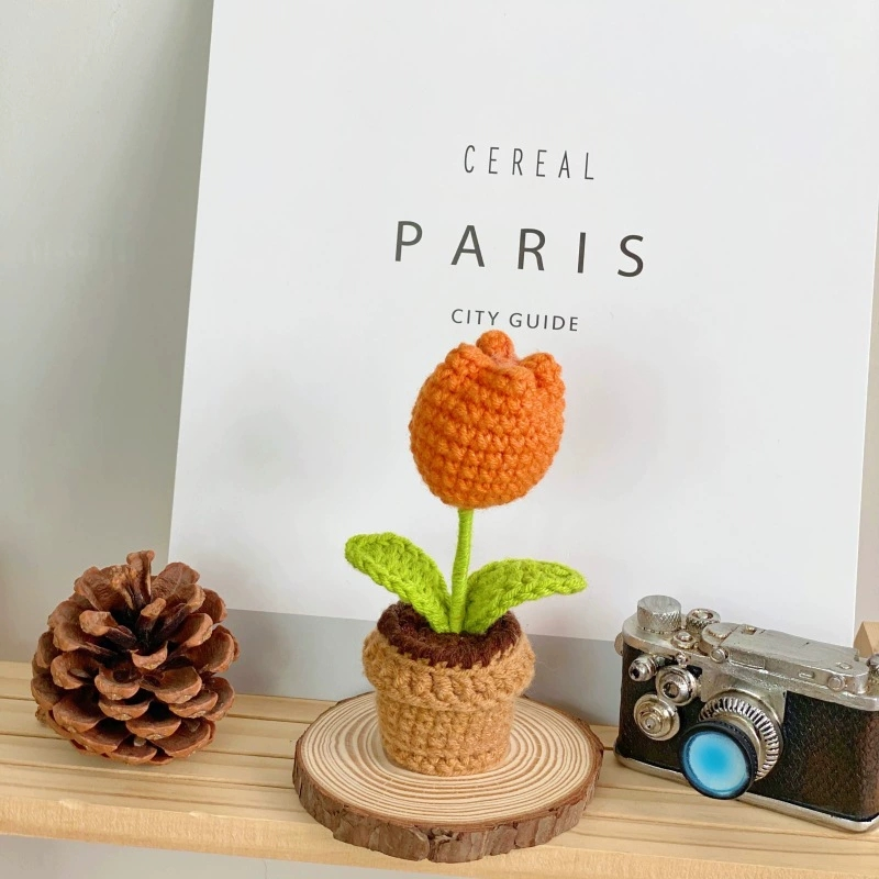 Small Potted Crocheted Flower Potted Flower Decoration Creative Gift Ornaments Cute Small Ornaments - MyFaceUnderwearAU