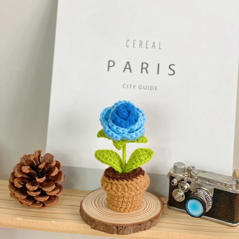 Small Potted Crocheted Flower Potted Flower Decoration Creative Gift Ornaments Cute Small Ornaments - MyFaceUnderwearAU