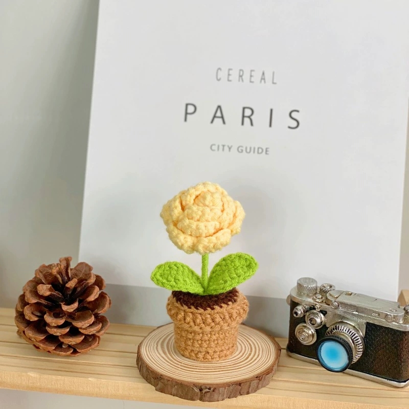 Small Potted Crocheted Flower Potted Flower Decoration Creative Gift Ornaments Cute Small Ornaments - MyFaceUnderwearAU