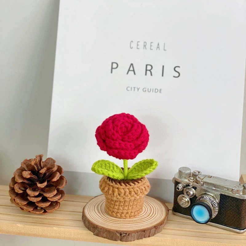 Small Potted Crocheted Flower Potted Flower Decoration Creative Gift Ornaments Cute Small Ornaments - MyFaceUnderwearAU