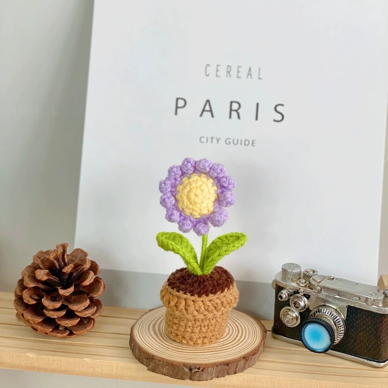 Small Potted Crocheted Flower Potted Flower Decoration Creative Gift Ornaments Cute Small Ornaments - MyFaceUnderwearAU