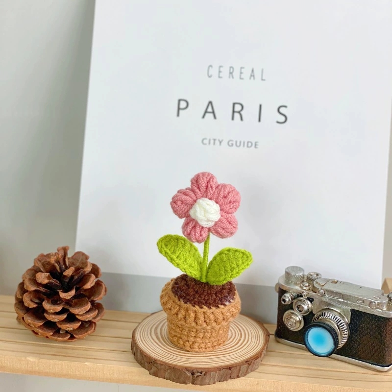 Small Potted Crocheted Flower Potted Flower Decoration Creative Gift Ornaments Cute Small Ornaments - MyFaceUnderwearAU