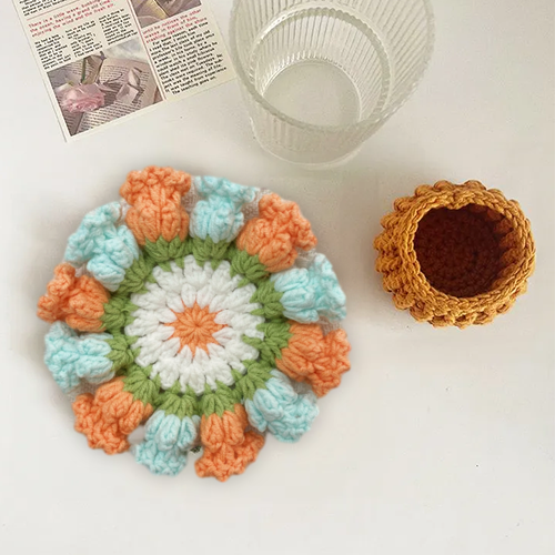 Handmade Crochet Lily of the Valley Coaster Set with Transformable Floral Design Eco-Friendly Home Decor Unique Gift for Mom - MyFaceUnderwearAU