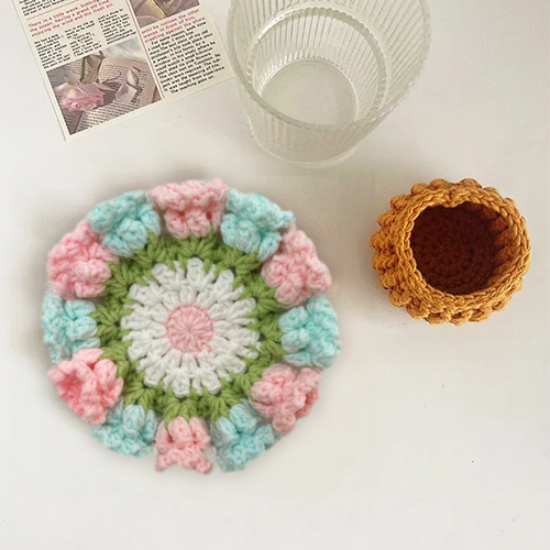 Handmade Crochet Lily of the Valley Coaster Set with Transformable Floral Design Eco-Friendly Home Decor Unique Gift for Mom - MyFaceUnderwearAU