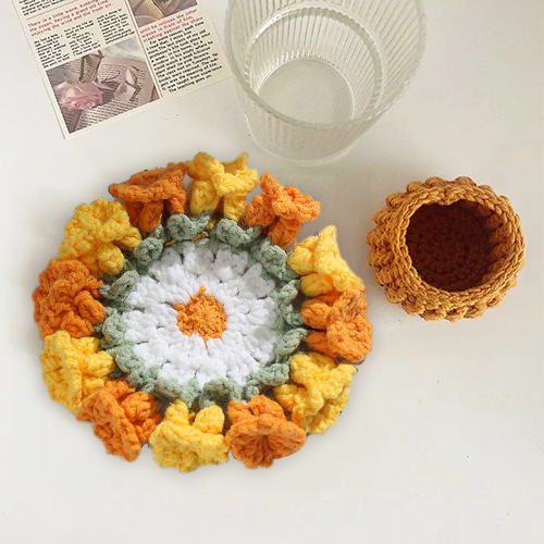 Handmade Crochet Lily of the Valley Coaster Set with Transformable Floral Design Eco-Friendly Home Decor Unique Gift for Mom - MyFaceUnderwearAU