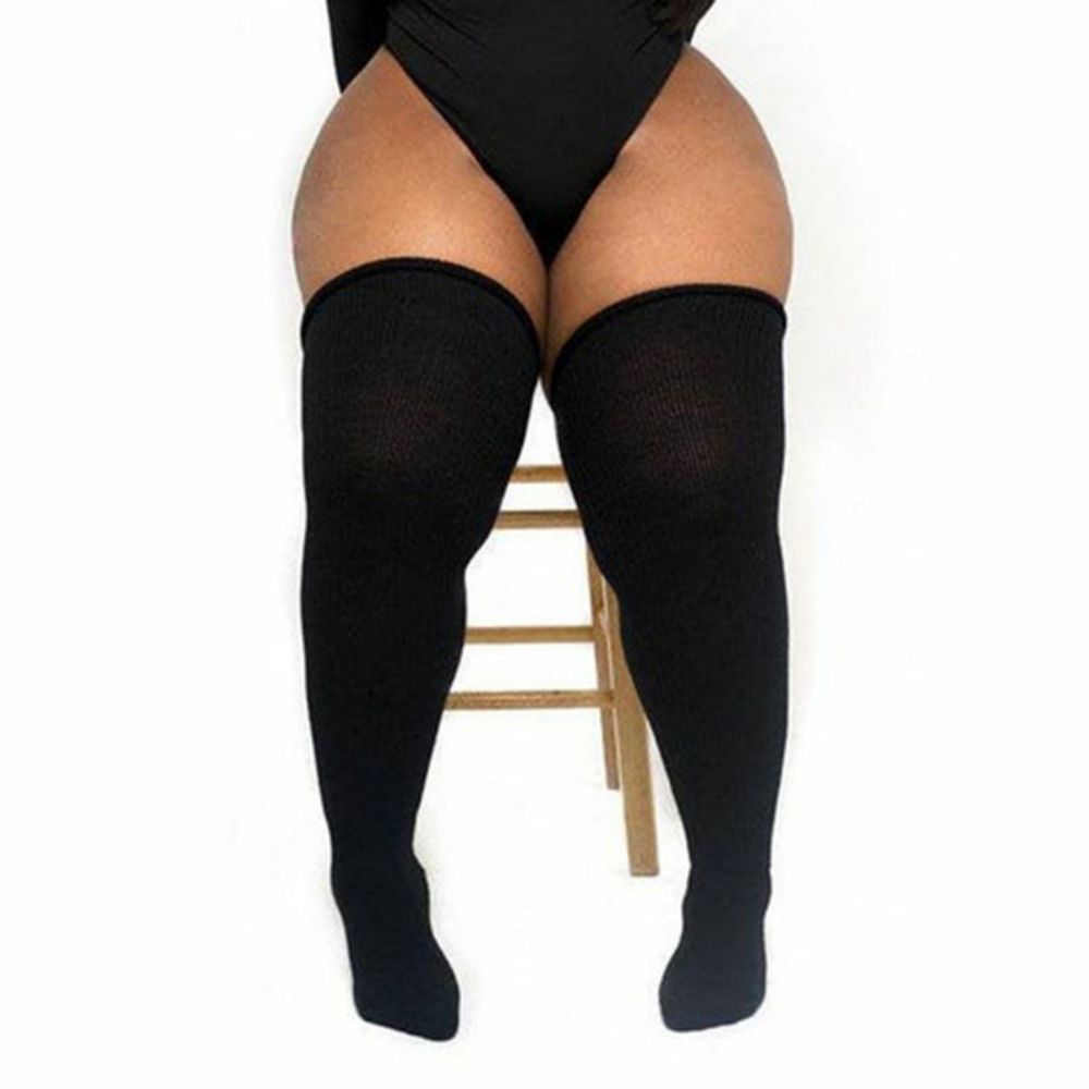 Women Winter Leg Warmers Large Size Three Bars Striped Fashion Long Tube Over Knee Pile Socks - MyFaceUnderwearAU