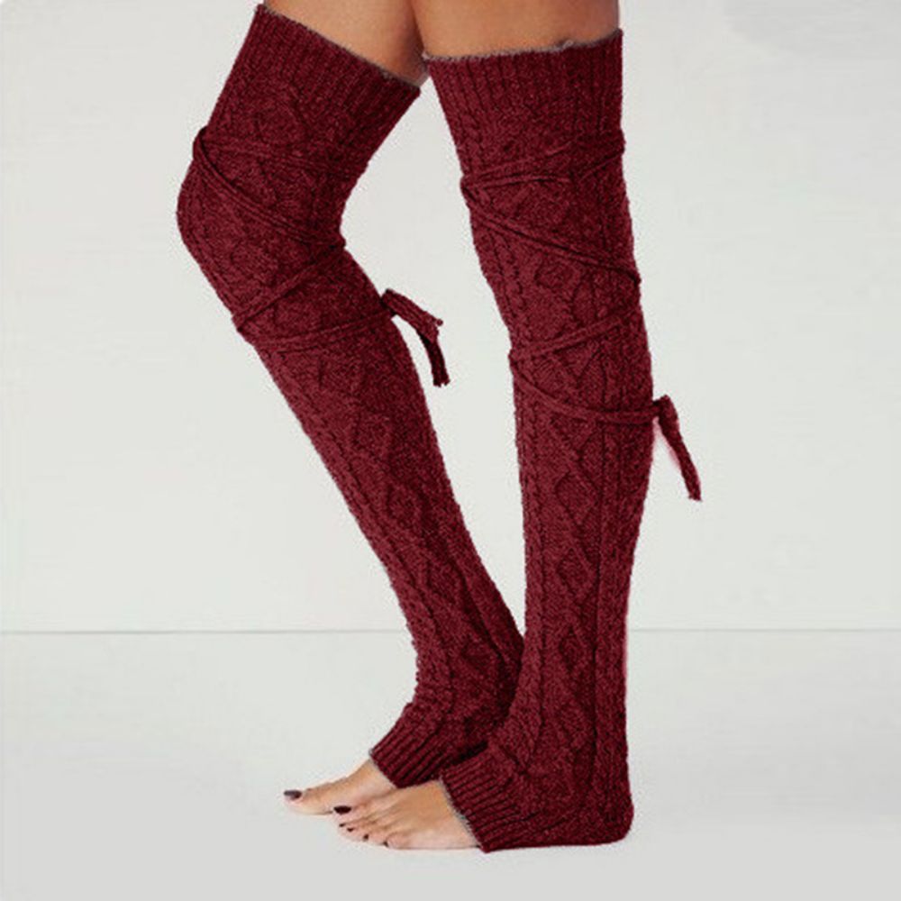 Keep Warm In Winter Diamond Straps Over The Knee Long Tube Pile Socks - MyFaceUnderwearAU