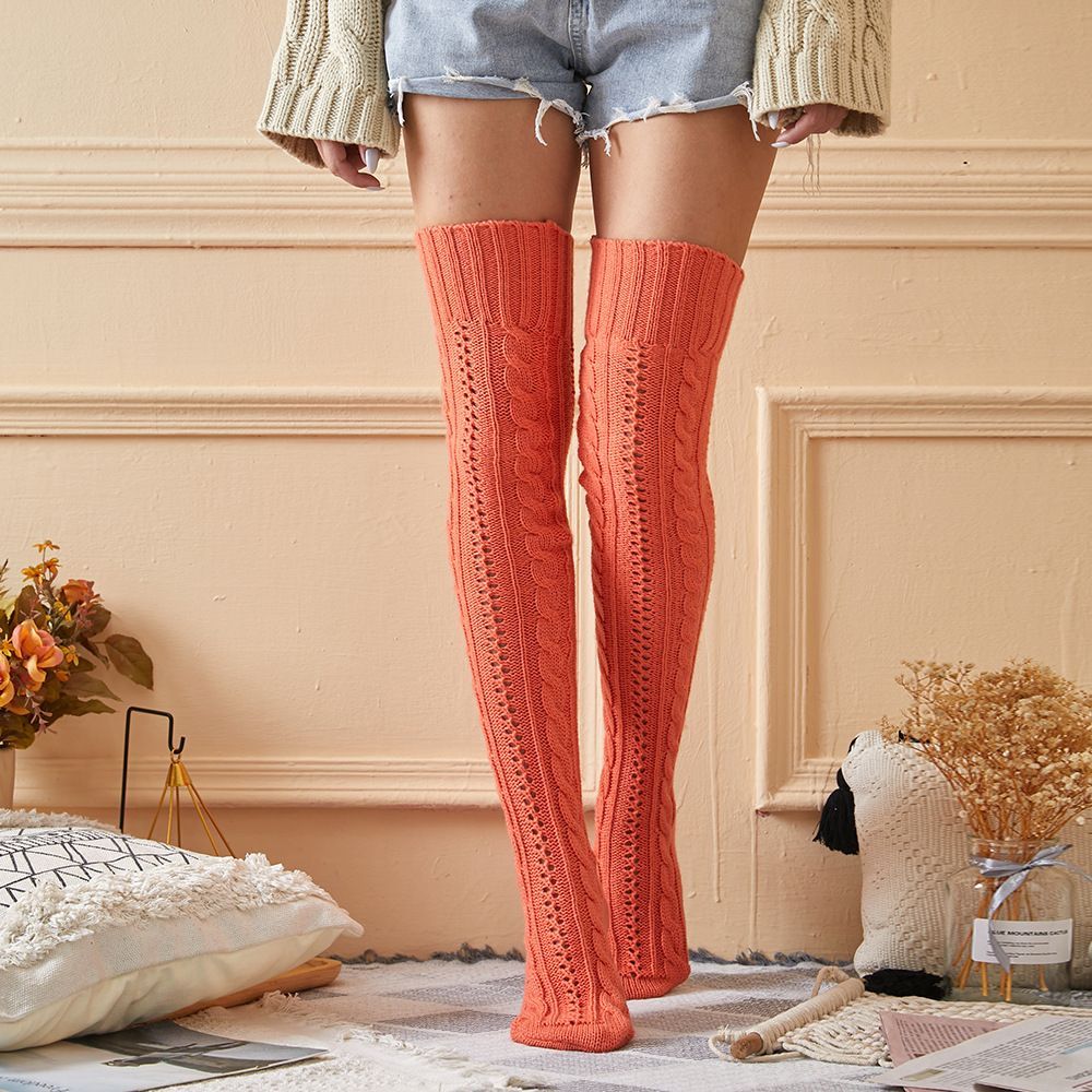 Women Winter Leg Warmers Knitted Jacquard Stockings Over The Knee Socks Floor Socks Pile Socks - MyFaceUnderwearAU