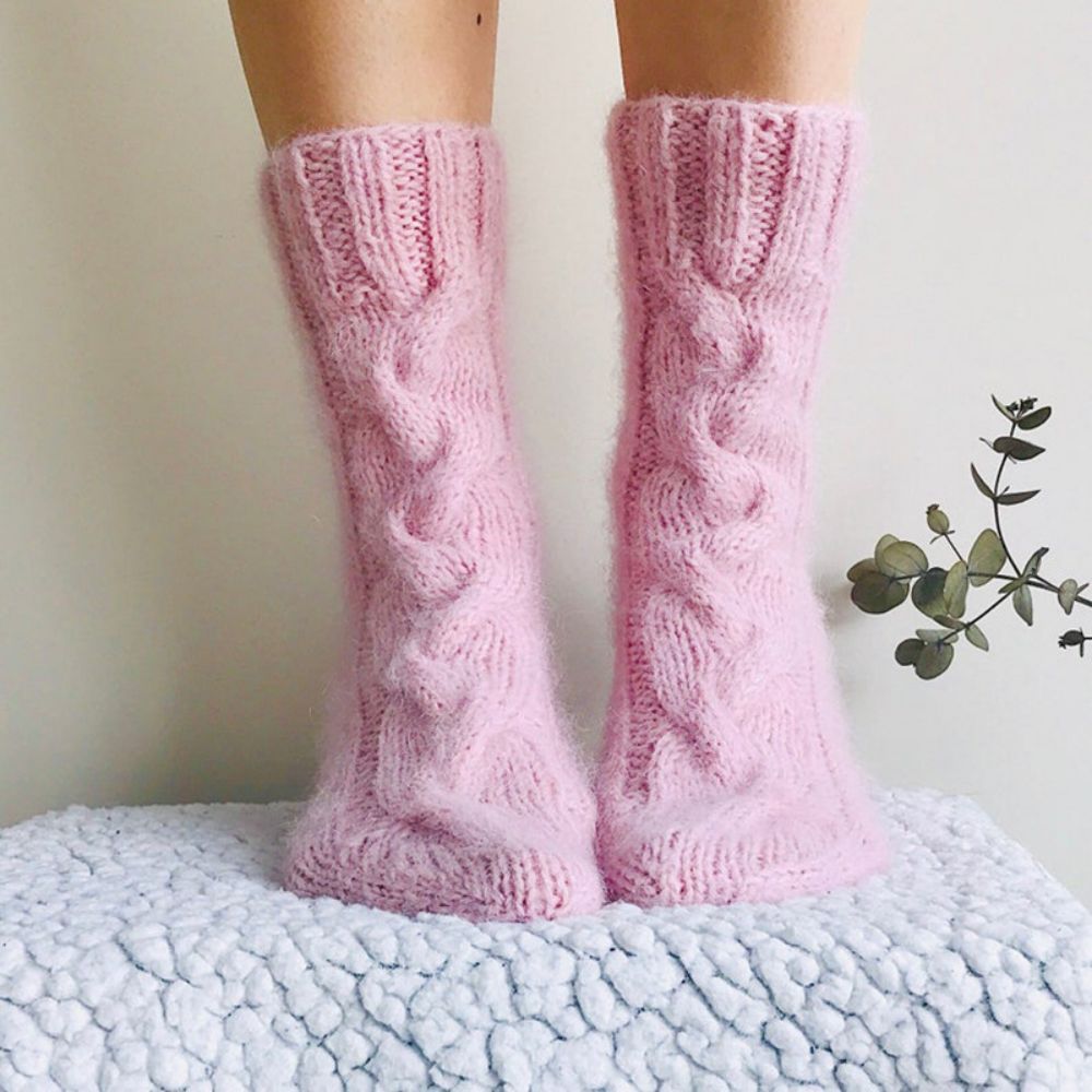 Women Winter Warm Mohair Socks Knitted Calf Socks Home Wool Socks - MyFaceUnderwearAU