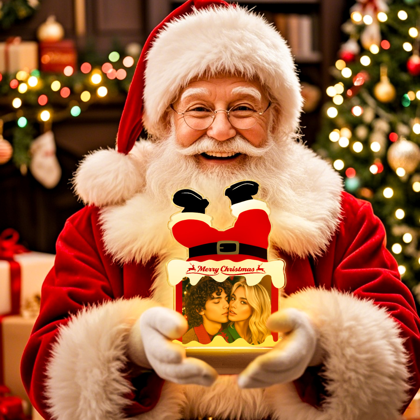 Personalized Photo Christmas Lights Christmas Gifts Anniversary Gifts for Couples and Family - MyFaceUnderwearAU