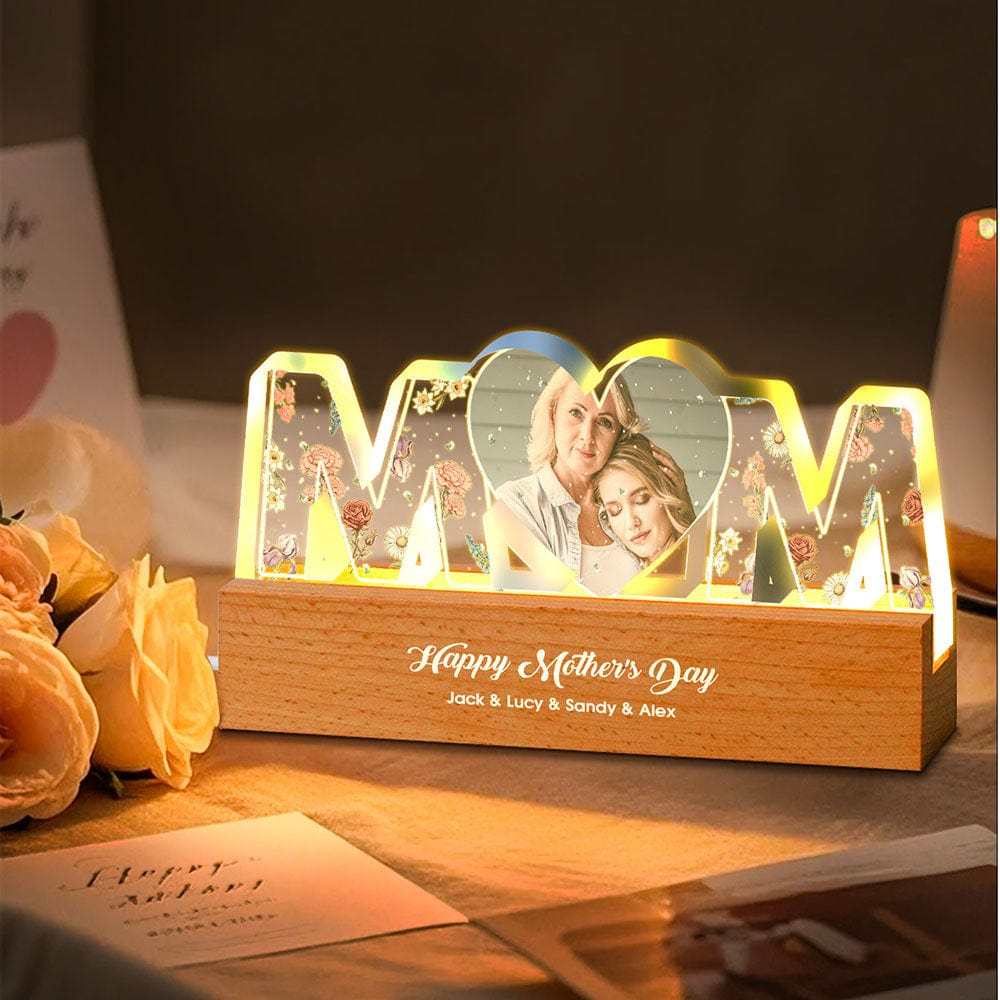Personalized Letter Lamp Custom Photo Birth Flower Night Light Mother's Day Gift - MyFaceUnderwearAU