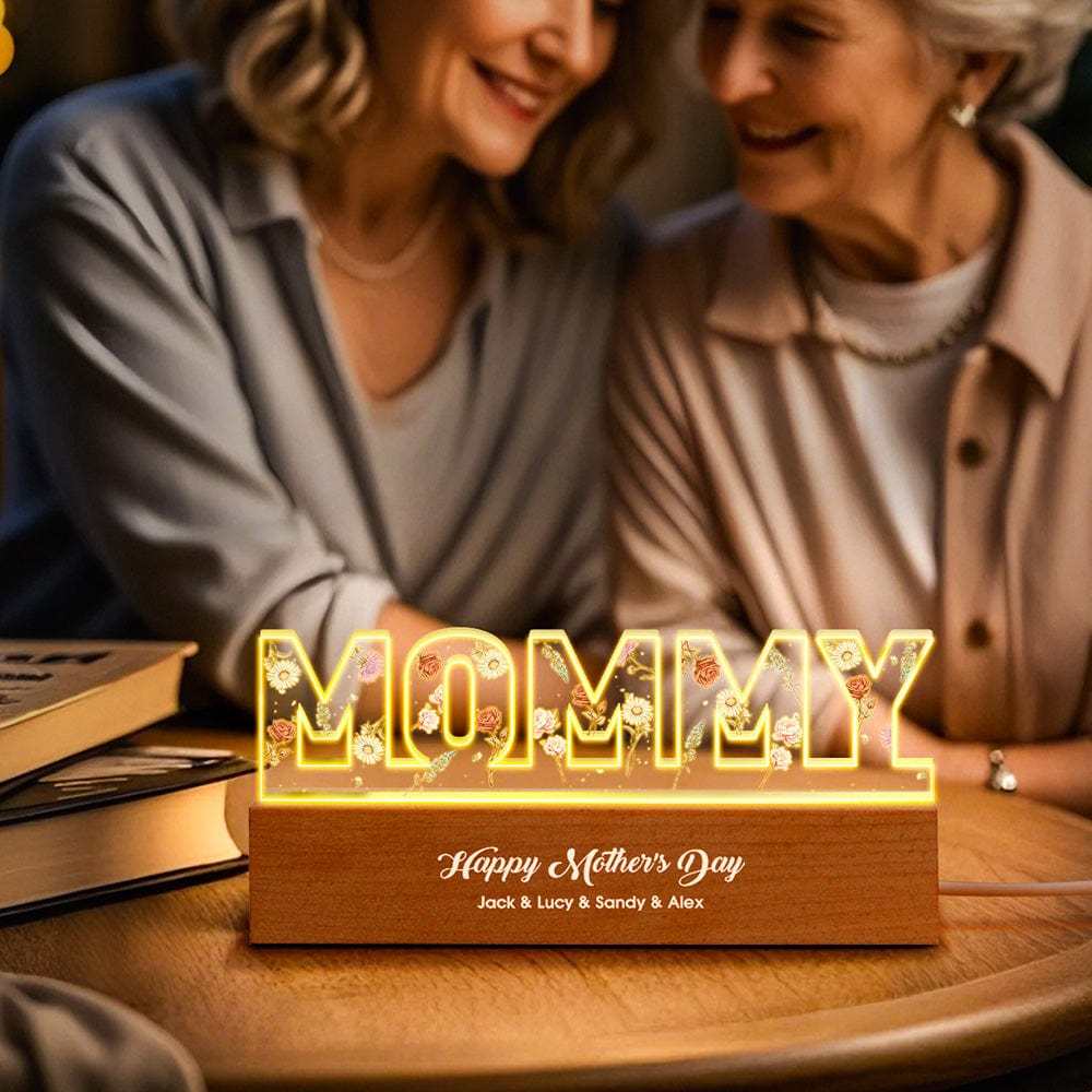 Personalized Letter Lights With Birthday Flowers Custom Text Warm Night Light Mother's Day Gift - MyFaceUnderwearAU