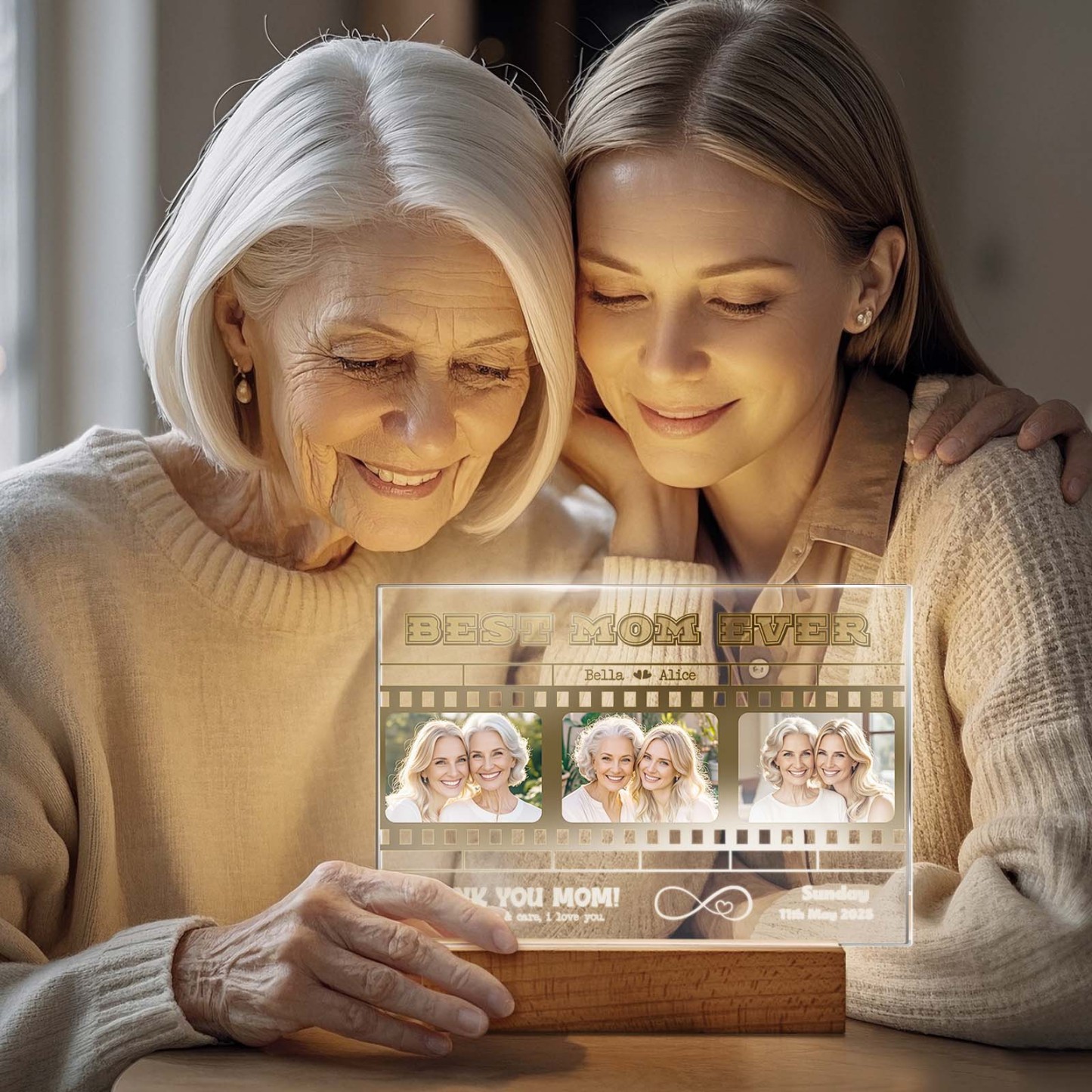 Mother's Day Gift Personalized Photos and Text Night Light Best Mom Ever Gift for Mom Custom Present - MyFaceUnderwearAU