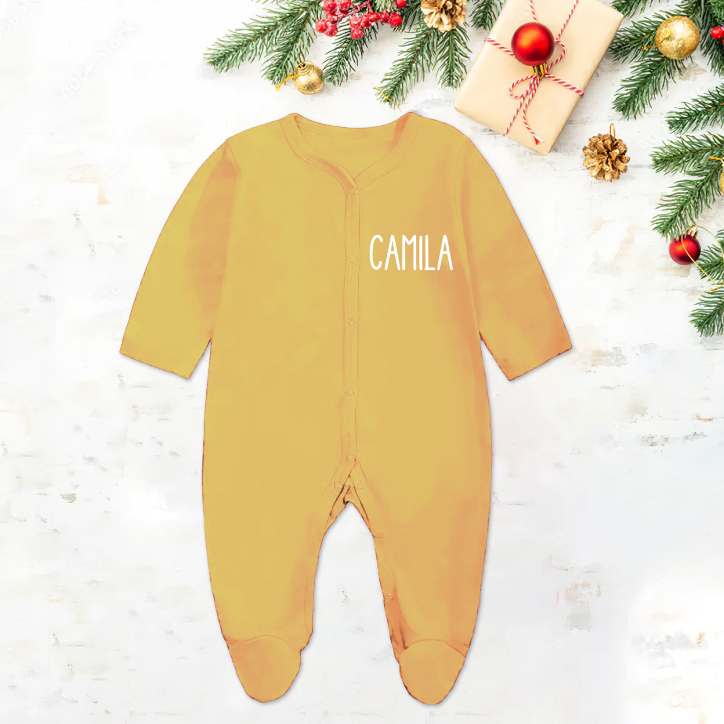 Personalized Baby First Christmas Cozy Soft Long Sleeve Romper - MyFaceUnderwearAU