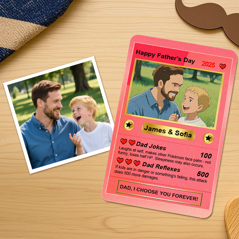 Custom Father's Day Anime Cards Custom Photo Poke Card Gift Idea for Loved One - MyFaceUnderwearAU