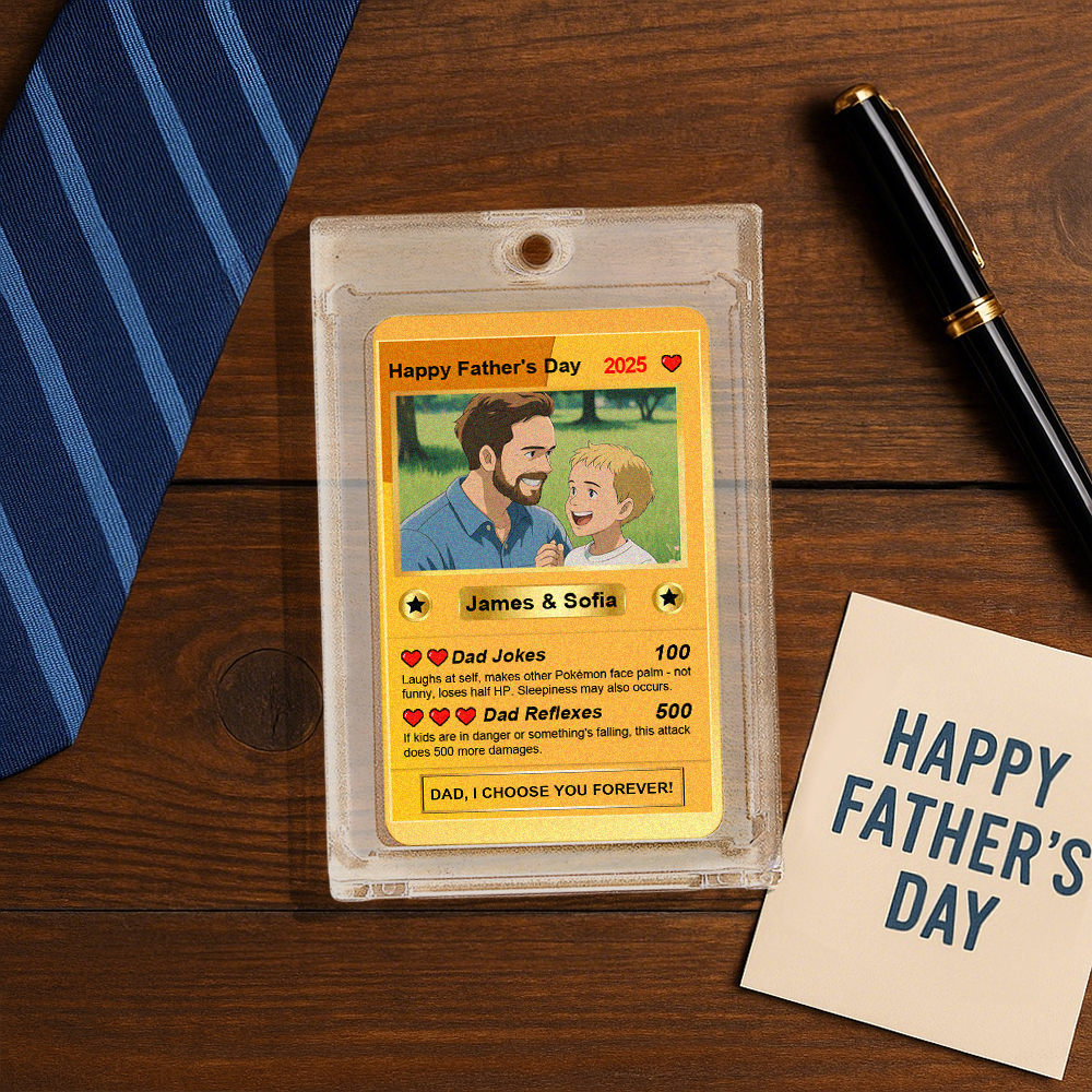 Custom Father's Day Anime Cards Custom Photo Poke Card Gift Idea for Loved One - MyFaceUnderwearAU