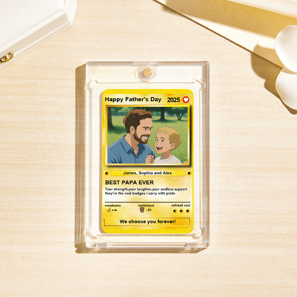 Custom Father's Day Anime Cards Custom Photo Poke Card Gift Idea for Loved One - MyFaceUnderwearAU