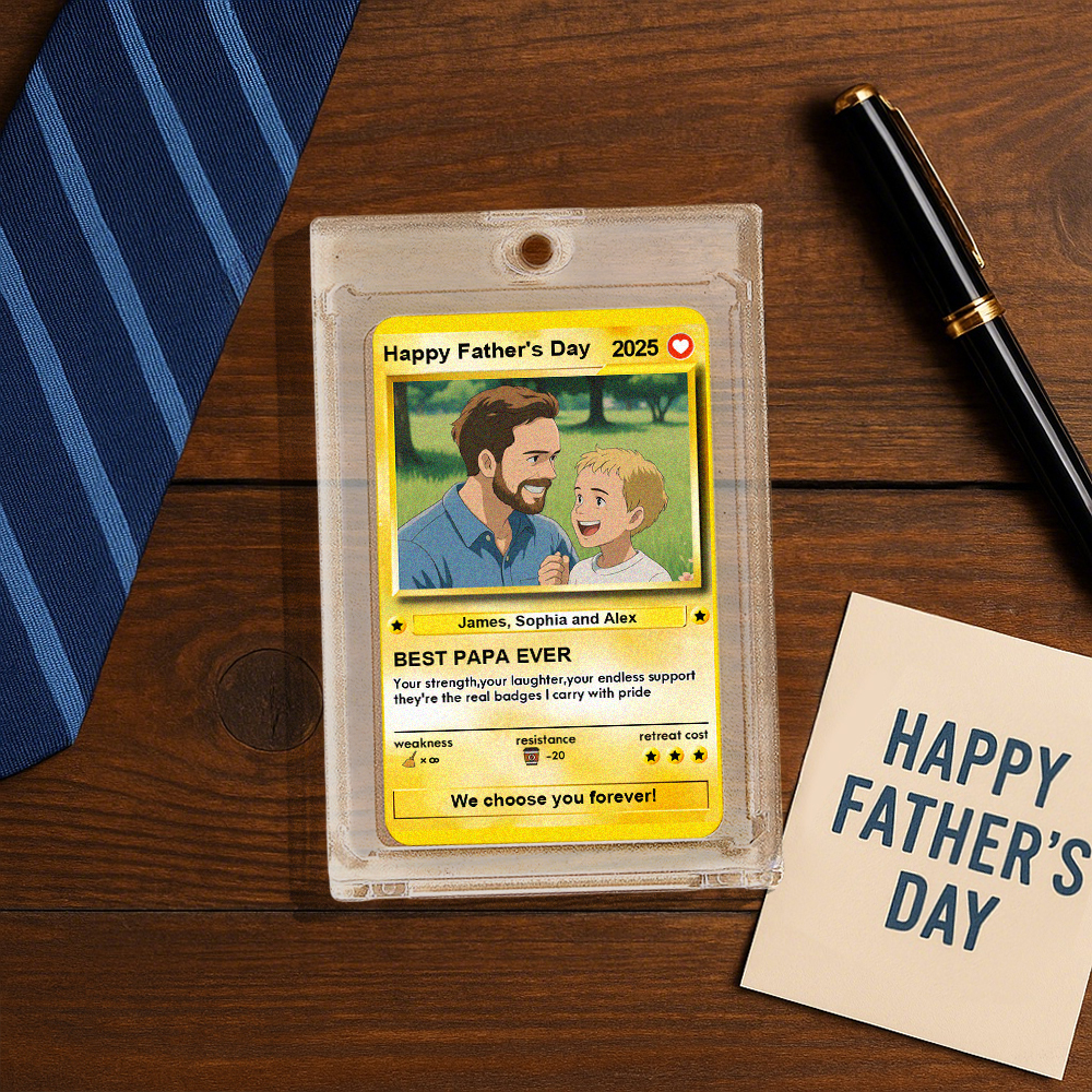 Custom Father's Day Anime Cards Custom Photo Poke Card Gift Idea for Loved One - MyFaceUnderwearAU
