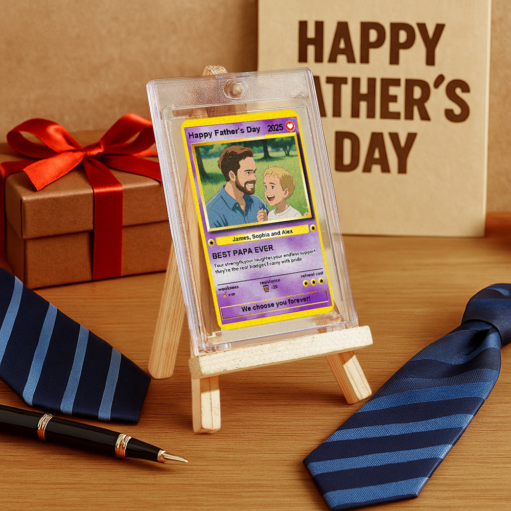 Custom Father's Day Anime Cards Custom Photo Poke Card Gift Idea for Loved One - MyFaceUnderwearAU