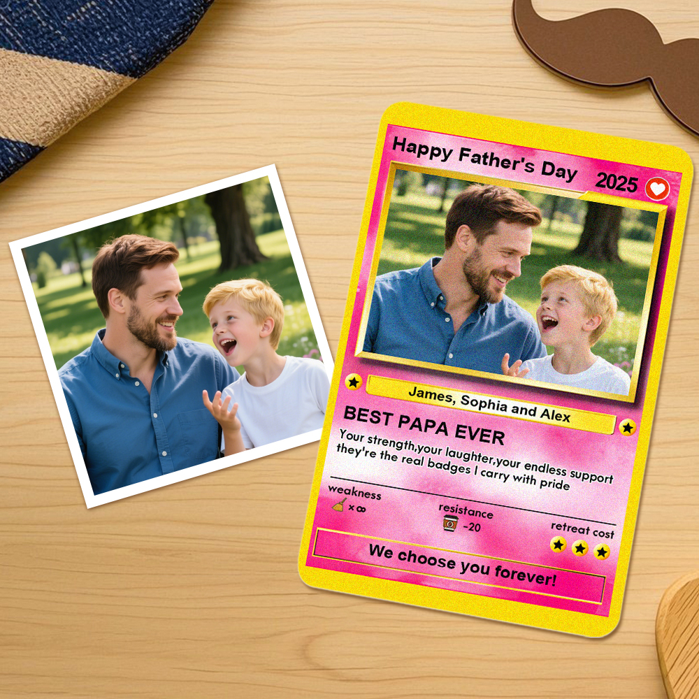 Custom Father's Day Anime Cards Custom Photo Poke Card Gift Idea for Loved One - MyFaceUnderwearAU