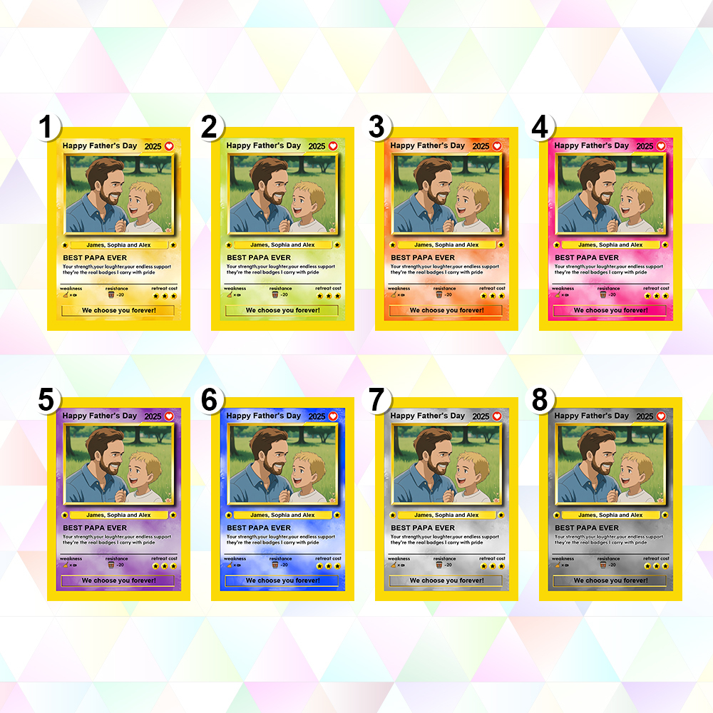 Custom Father's Day Anime Cards Custom Photo Poke Card Gift Idea for Loved One - MyFaceUnderwearAU