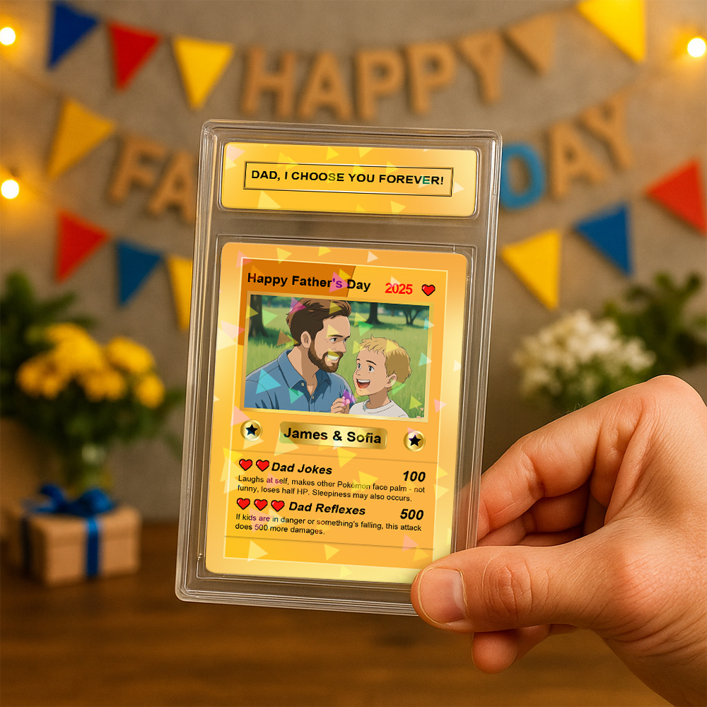 Personalized Anime Photo Father's Day Card DAD, I CHOOSE YOU FOREVER Poke Card Father's Day Gift for Grandpa New Grandpa Gift Dad Wallet Card - MyFaceUnderwearAU