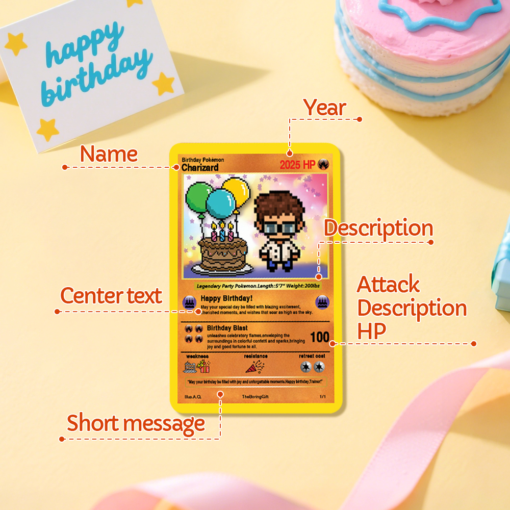 Custom Birthday Poke Card Cartoon Card Choose your Own Style Perfect Gift Idea for Birthday - MyFaceUnderwearAU