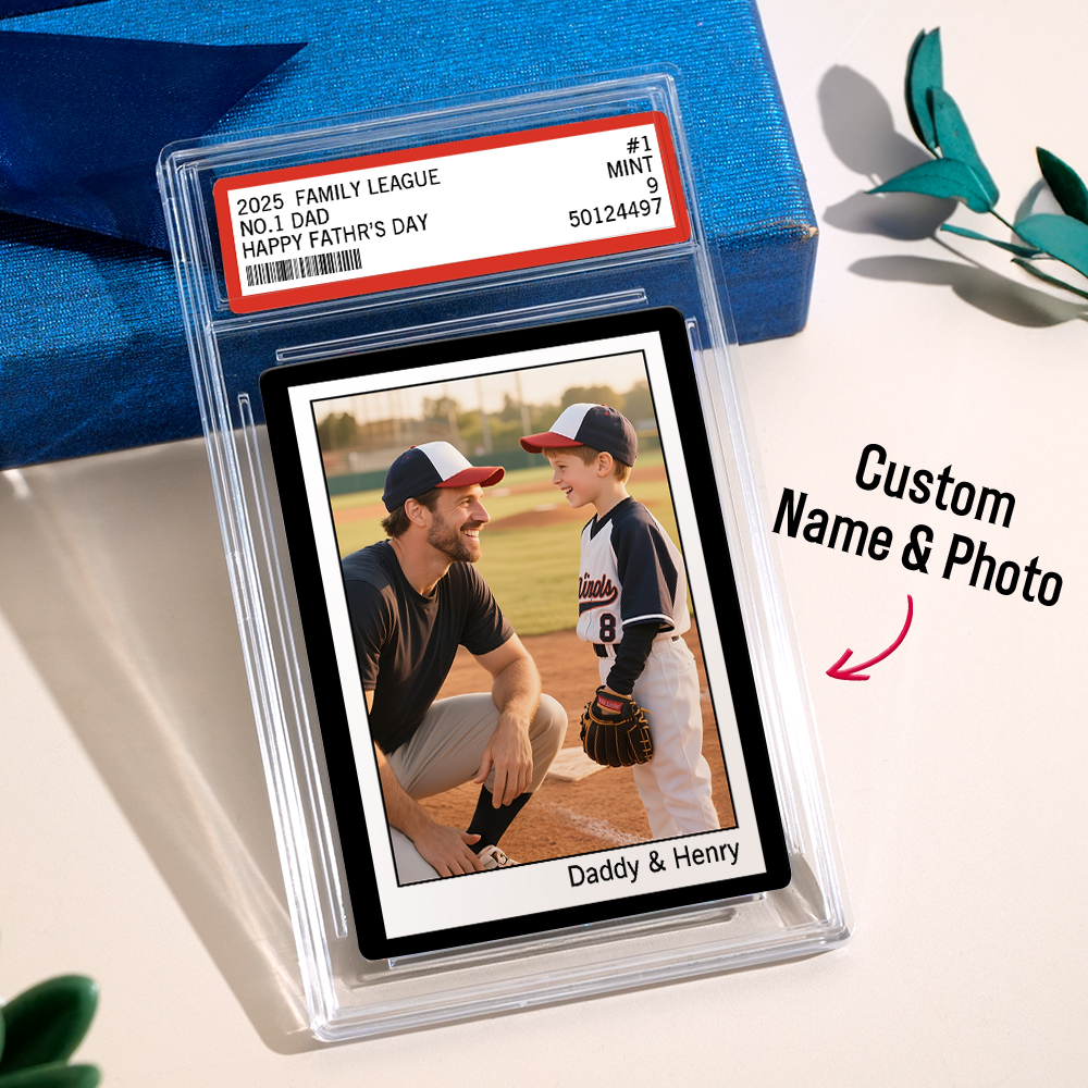 Custom Poke Card Portrait From Photo Personalized Family Card with Custom Text & Photo Special Gift for Dad Kids Couples or Friends - MyFaceUnderwearAU