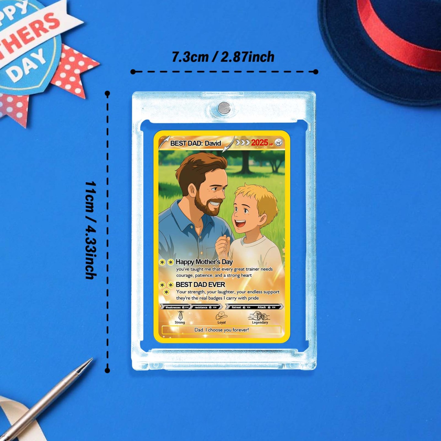 Personalized Father's Day Pokemon Card, Custom Poke Photo Cards, Gifts for Gamer Dad, Father's Day Gift, Custom PokeTrainer Card