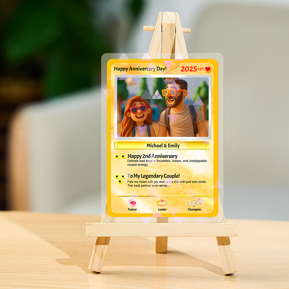 Custom Handcrafted Clay Style Couple Card Personalized Poke Card for Anniversary Gift Birthday Keepsake for Girlfriend or Boyfriend - MyFaceUnderwearAU
