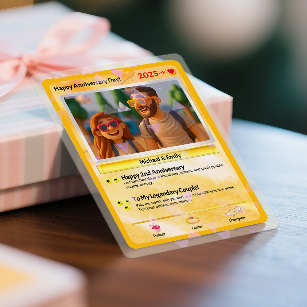 Custom Handcrafted Clay Style Couple Card Personalized Poke Card for Anniversary Gift Birthday Keepsake for Girlfriend or Boyfriend - MyFaceUnderwearAU
