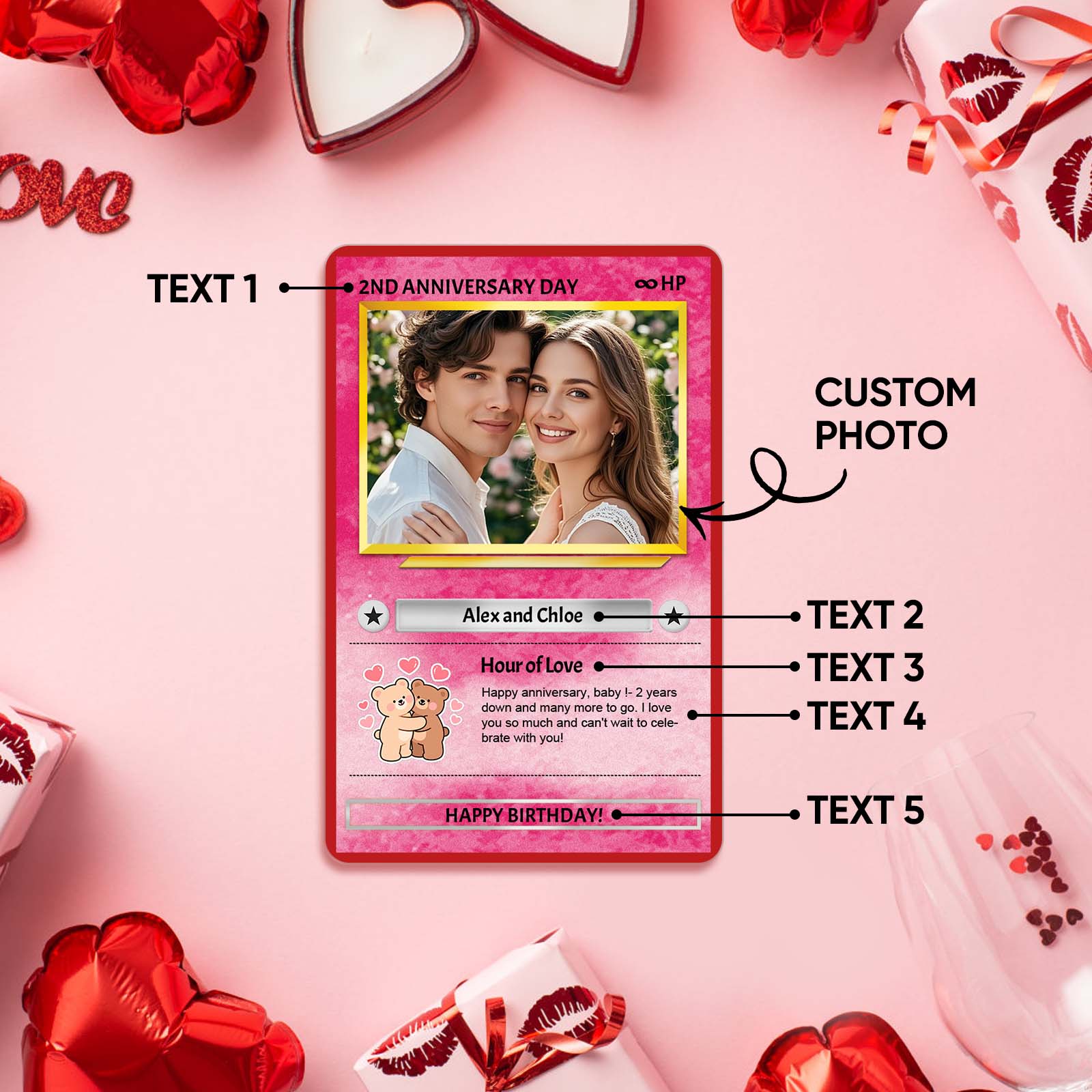 Custom Photo Couple Poke Cards Personalized Card For Boyfriend Gift Anniversary Keepsake Happy Poke Card - MyFaceUnderwearAU