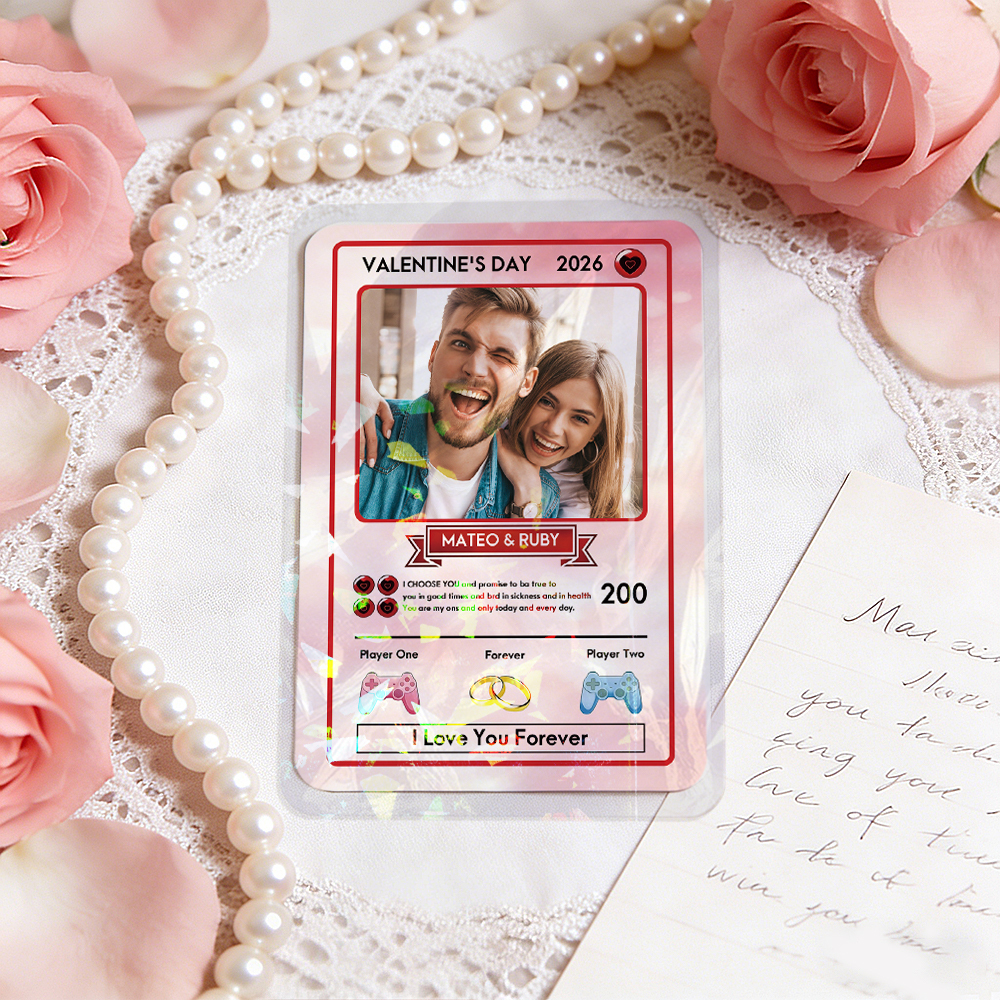 Personalized Valentine��s Day Power Couple Card, Custom Anniversary Card Couple Photo Anime Style, Best Valentine's Day Gift for Lover