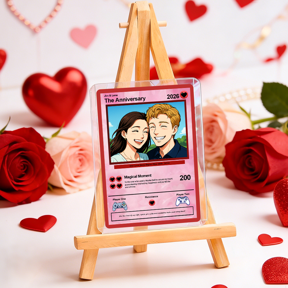 Personalized Valentine's Day Power Couple Lenticular Card Custom Anniversary Card Couple Photo Anime Style Valentine's Day Gift for Lover - MyFaceUnderwearAU