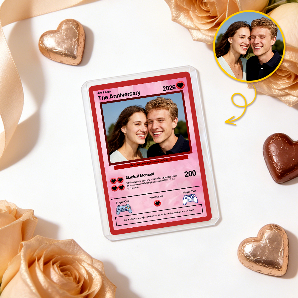 Personalized Valentine's Day Power Couple Lenticular Card Custom Anniversary Card Couple Photo Anime Style Valentine's Day Gift for Lover - MyFaceUnderwearAU