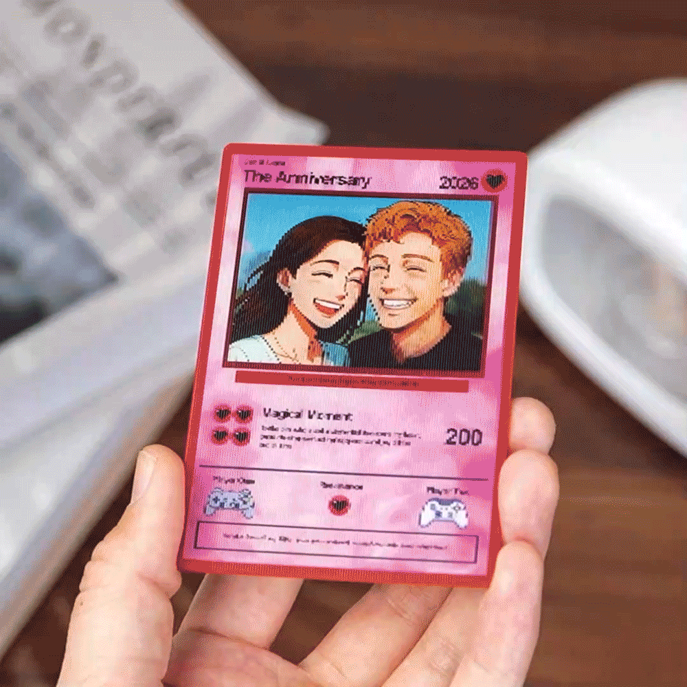 Personalized Valentine's Day Power Couple Lenticular Card Custom Anniversary Card Couple Photo Anime Style Valentine's Day Gift for Lover - MyFaceUnderwearAU