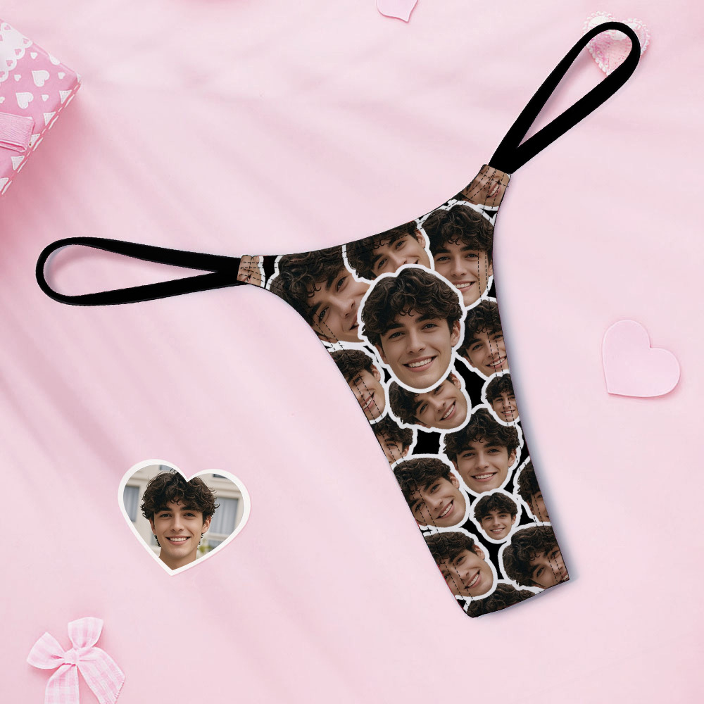Custom White Thongs Face Mash Photo Panties Funny Underwear Briefs Valentine Gifts Idea - MyFaceUnderwearAU