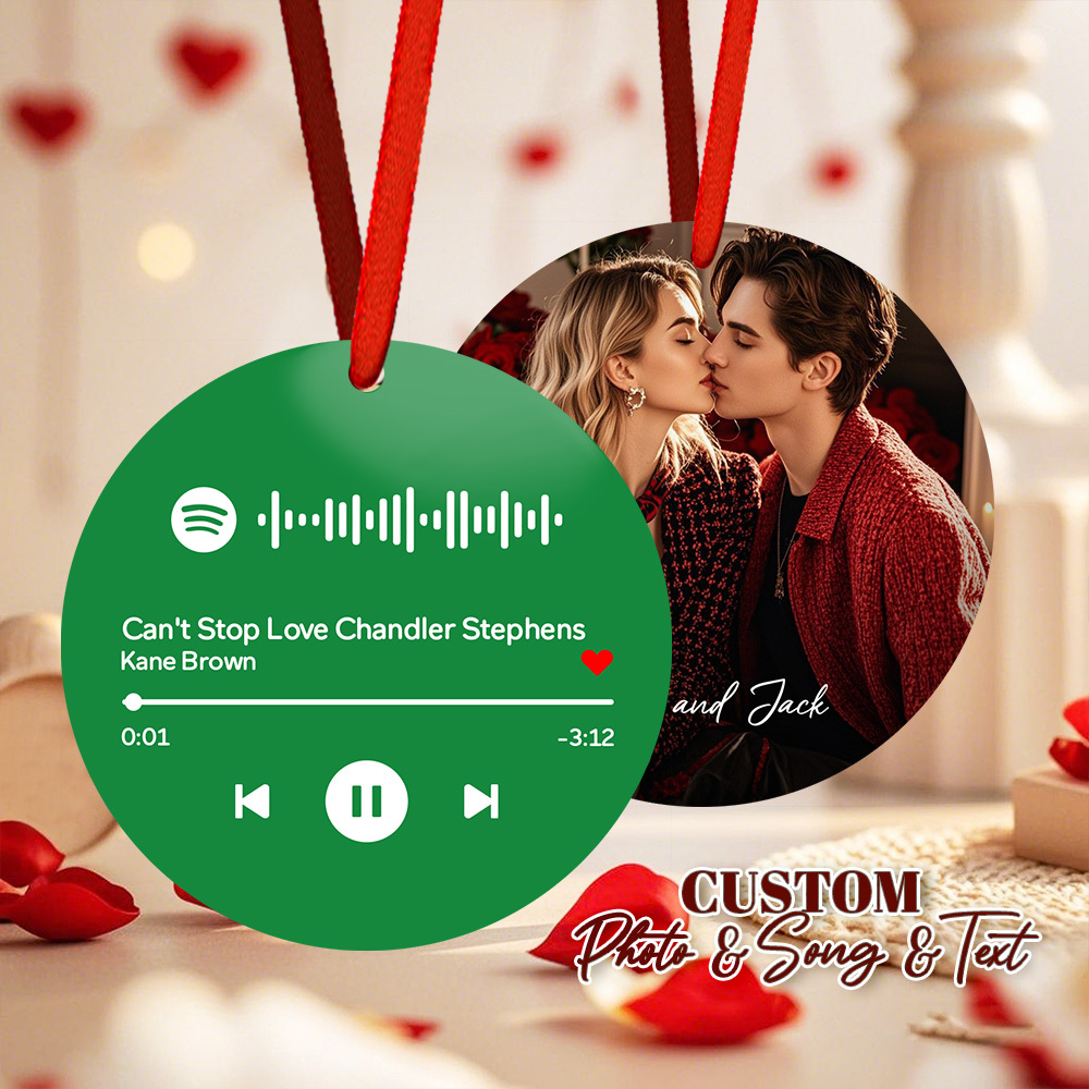 Custom Scannable Spotify Code Yellow Ornaments Photo Hanging Ornament Engraved Custom Music Song Ornament Valentine Gift - MyFaceUnderwearAU