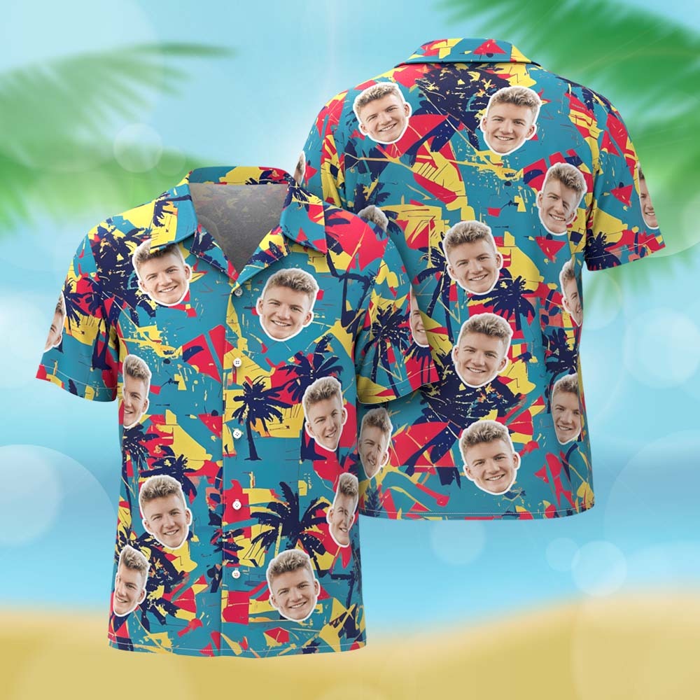 Custom Hawaiian Shirts Personalized Tropical Blue Cute Little Dinosaur Hawaiian Shirts Beach Vacation Gifts - MyFaceSocksAU