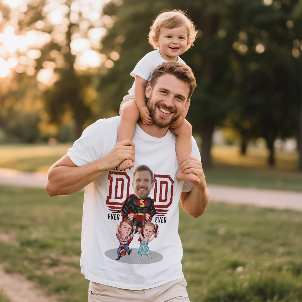 Personalized Father Shirt Photo T-Shirt Custom Father's Day Big And Small Head Funny T-Shirt - MyFaceUnderwearAU