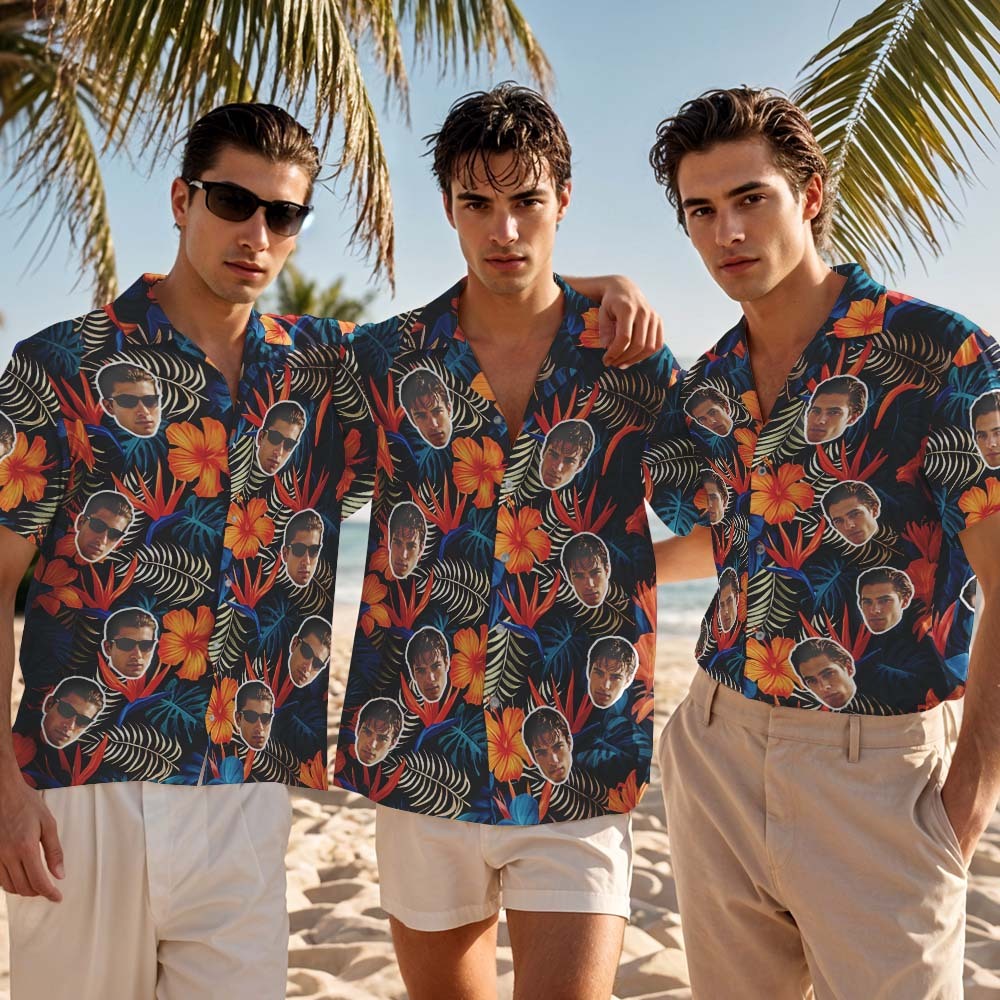 Custom Hawaiian Shirts Personalized Tropical Blue Cute Little Dinosaur Hawaiian Shirts Beach Vacation Gifts - MyFaceSocksAU