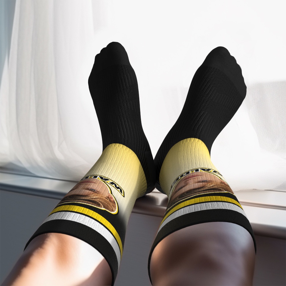 Personalized Athletic Knee High Socks Red Sport High Socks Personalized Compression Socks Face and Text Knee High Socks - MyFaceUnderwearAU