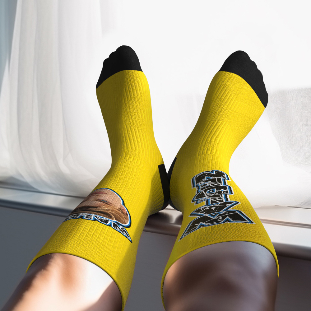 Custom Athletic Knee High Socks Red High Socks Personalized Compression Socks Face and Text Knee High Socks - MyFaceUnderwearAU