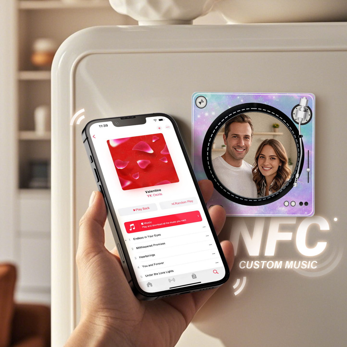 Custom Rotating Double Layer Acrylic Nfc Fridge Magnets With  Photos And Songs Magnetic Fridge Magnets - MyFaceUnderwearAU