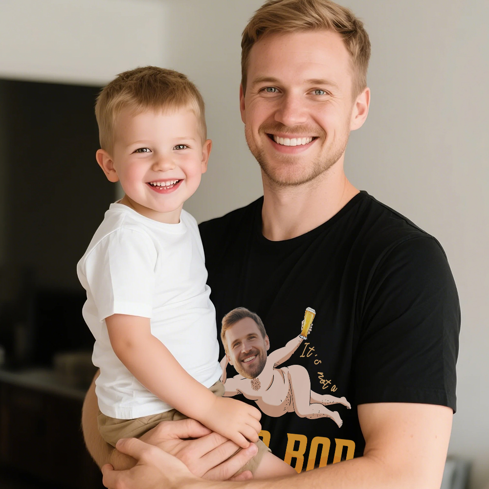 Personalized Father Shirt Photo T-Shirt Custom Father's Day Big And Small Head Funny T-Shirt - MyFaceUnderwearAU