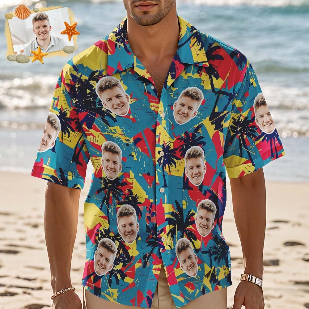 Custom Hawaiian Shirts Personalized Tropical Blue Cute Little Dinosaur Hawaiian Shirts Beach Vacation Gifts - MyFaceSocksAU