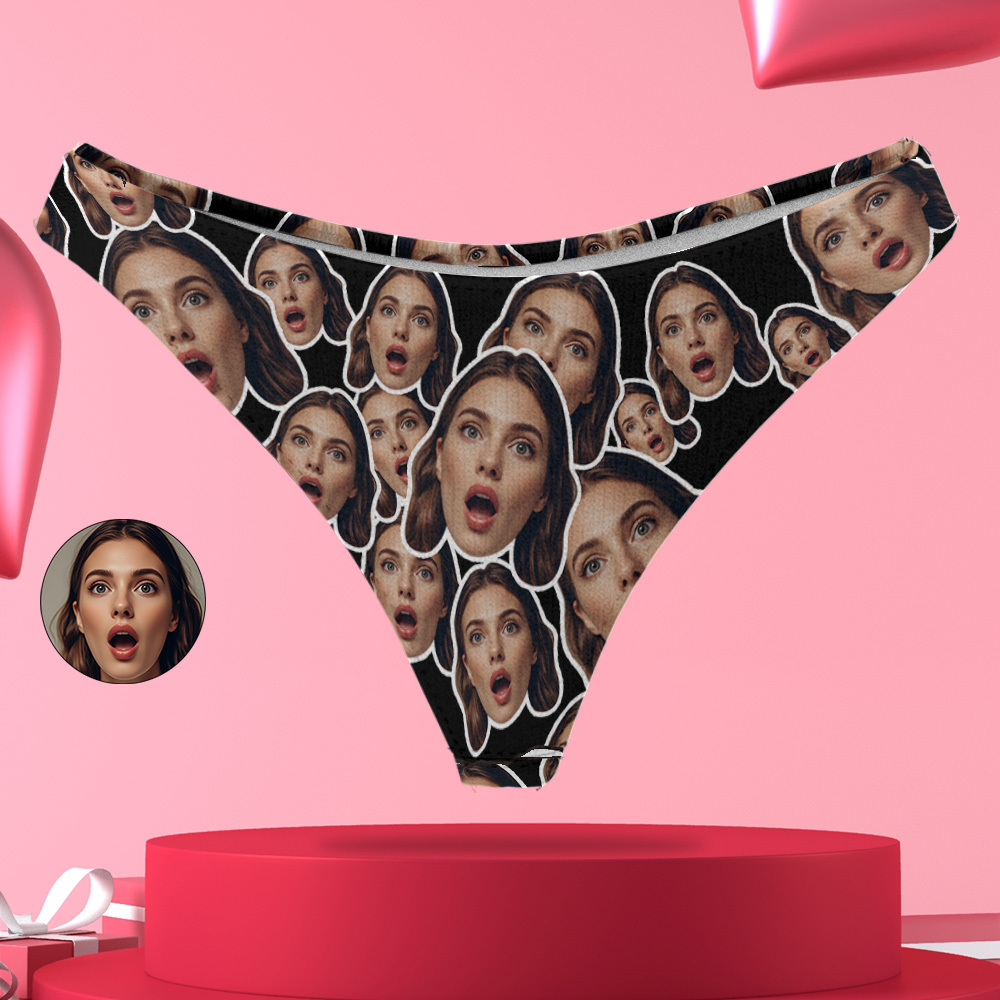 Personalize Pink Face Thong Mash Photo Panties Funny Underwear Briefs Valentine Gift For Her - MyFaceUnderwearAU